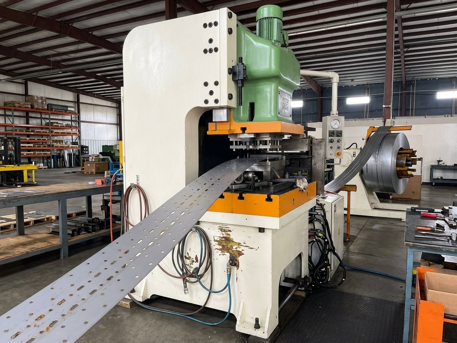 Warehouse racking upright punching and profile processing